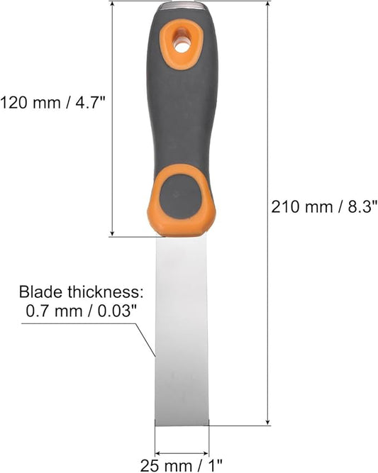 uxcell Putty Knife 1" Stainless Steel Paint Scraper Flexible Drywall Repair Mud Knife for Removing Cement Wallpaper Mud Adhesive Taping with Metal Hammer End