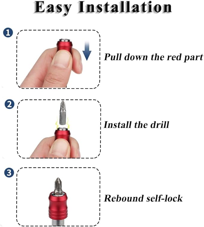 3Pcs Drill Bit Extension 1/4'' Hex Shank Magnetic Screwdriver Bit Holder 2 Inch Quick Release Drill Bit Extension Bar Socket Chuck Adapter for Screws, Driver, Drill