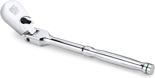 SK 1/2" Drive Flex Head Ratchet Handle, 90-Tooth Ratchet, Premium CR-V Construction, Reversible Design, with Contoured Handle
