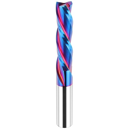 Downcut Spiral Router Bit Extra Long (4 inch) with 1/2 Inch Shank, 1/2 Inch Cutting Diameter Solid Carbide CNC End Mill Bits for Wood Carving, Plunge Cut (3-Flute)