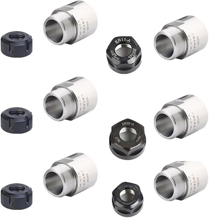 Spindle Extension Rod Thread Adapter ER11 ER16 ER20 ER25 ER32 Collet Chuck with Nut Compatible with CNC Motor Rotor for Industrial Engraving and Milling Machine Use(ER25-ER25 With Nut)
