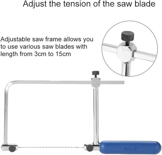 Jewelers Saw Frame Set with 6 High Carbon Steel Blades, Adjustable U-Shaped Saw Frame, Jewelry Making Tool, Woodworking, Metal Processing, Crafts