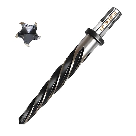 5/8??Bridge Construction Reamer Drill Bit, M2 HSS Taper Chucking Reamer for Steel Alloy Metal Wood Plastic, 1/2" Non-Slip Shank, 5-Spiral Flutes Car Reamer, to Align or Enlarge Holes, 16mm