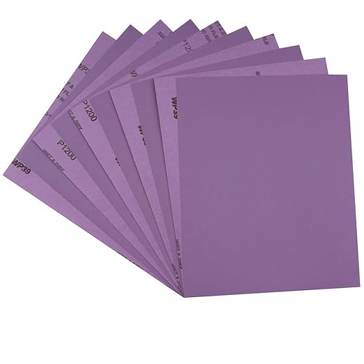 Sandpaper 1200 Grit,Wet Dry Sanding Sheets,High Performance White Fused Alumina Abrasive Sand Paper for Wood Furniture Finishing,Metal Grinding,Automotive Polishing,9 x 11 Inch,10-Pack