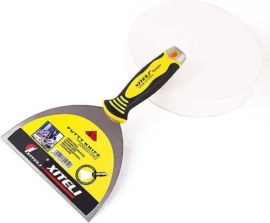 Putty Scraper, 6" Stainless Steel Putty Knives with Plastic Ergonomic Handle for Taping Paint Wall Floor Tile, Metal Spackle Tools Knife,Remover for Wood, Wallpaper Scraper (6")