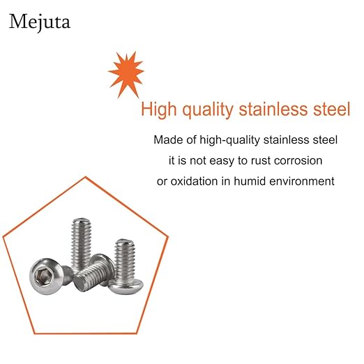 Metuja M6-1.0x10mm Button Head Socket Cap Bolts Screws竊?5pcs竊? Stainless Steel, Full Thread, Silver, Allen Hex Drive