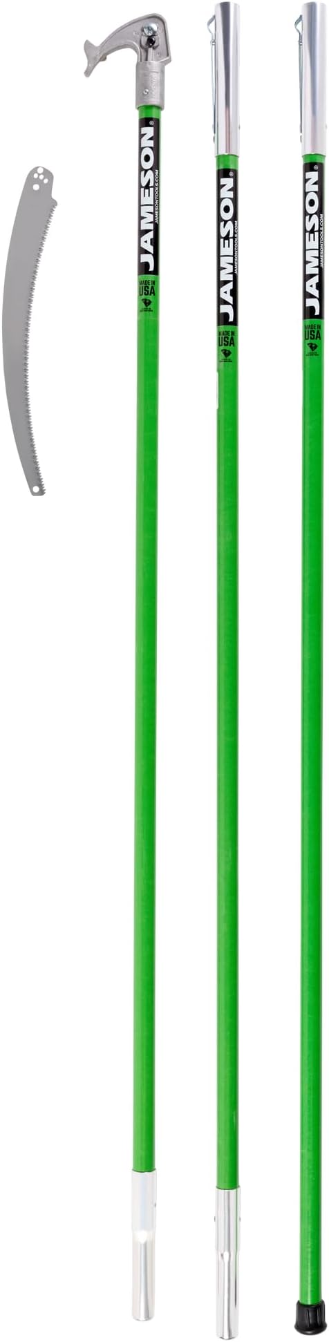 Jameson LS-Series Hollow Core Landscaping Tree Trimming Kit | 16??Barracuda Saw Blade | 18-Foot Reach | Fiberglass Poles with Leaf Spring Locking Buttons | Tree Pruning & Trimming Tool