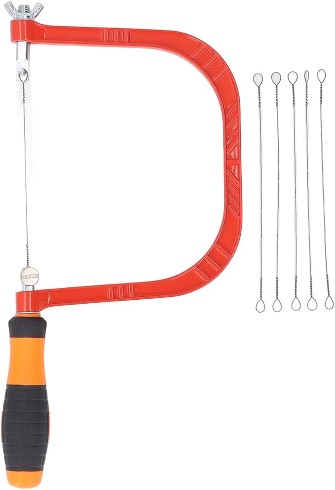 Tyenaza Coping Saw, 6 Inch U Shape Multifunctional Aluminium Alloy Small Carving Saw with 5 Blades for Woodworking