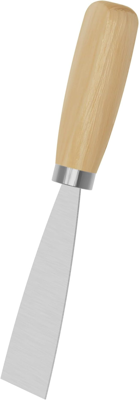 Putty Knife, 1.5 Inch Metal Scraper, wooden Handle Spackle Knives for Drywall, Decals, Wall paper, Patching, Painting, Taping, Scraping Coating