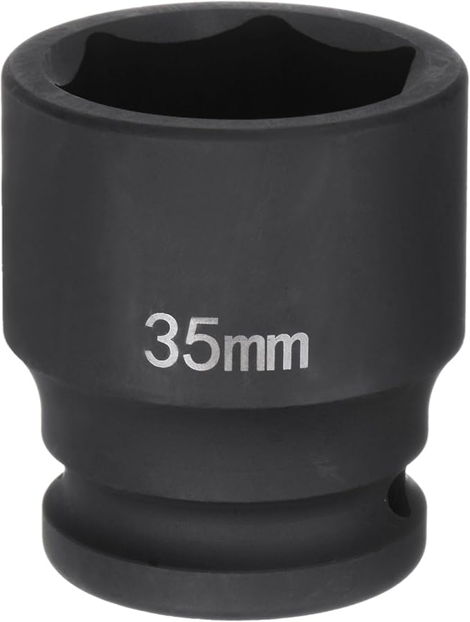 HARFINGTON 6-Point Impact Socket 3/4" Drive 35mm Metric 40Cr Alloy Steel Spindle Axle Nut Impact Socket