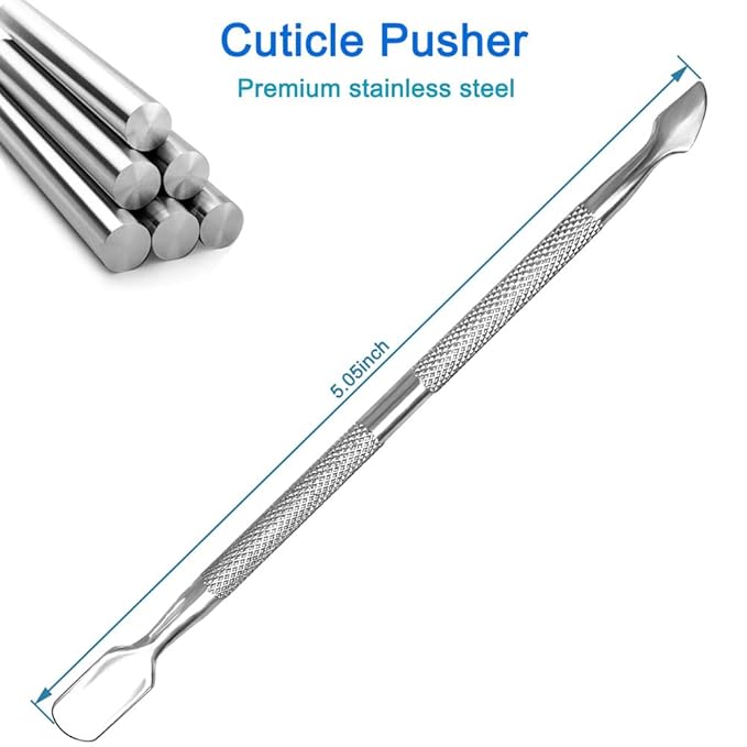 Manicure Kit for Women, 2-Piece Stainless Steel Nail Tools with Double-Ended Cuticle Pusher & Cuter, Gel Polish Remove Tool & Nail Dotter Pen for Nail Art, Home and Salon