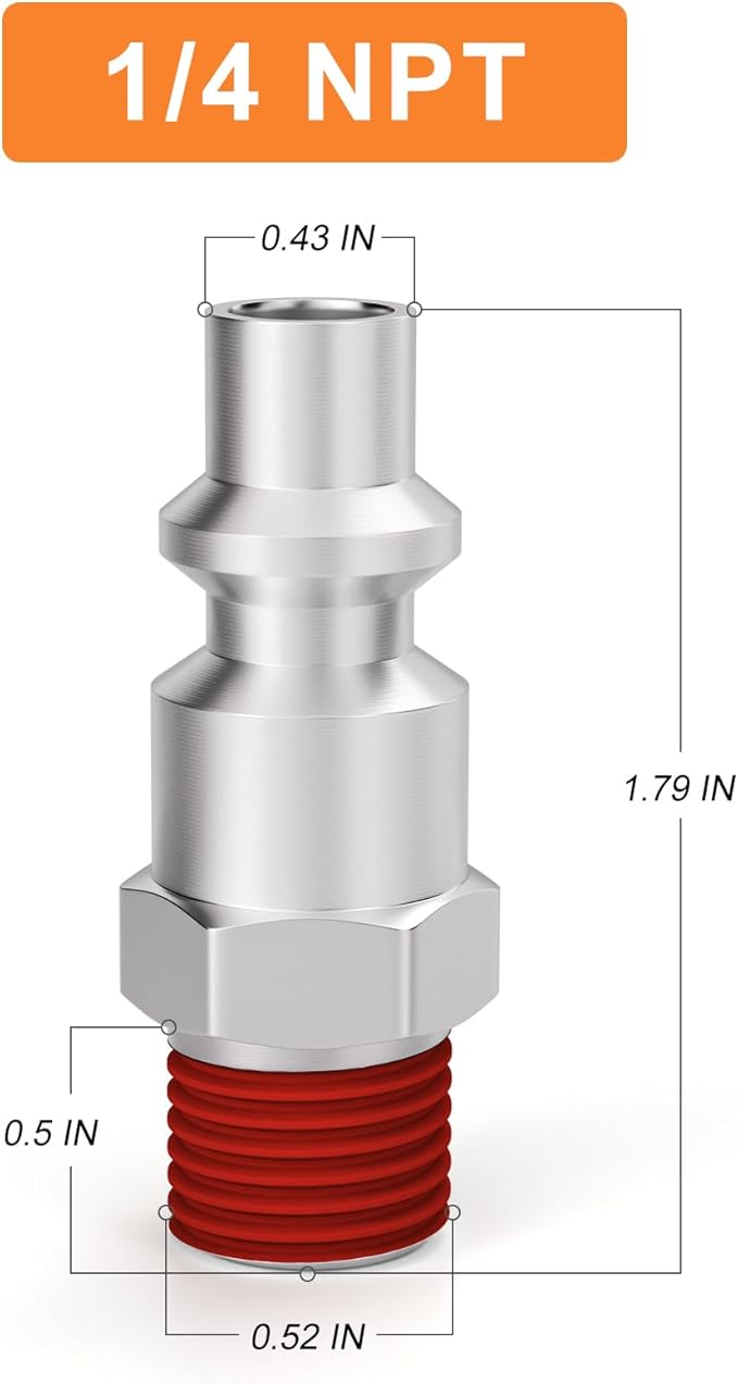 GASHER 3/8 Inch Body Size, M-Type Plug, 1/4 Inch Male Pneumatic Plugs(30-Pack)