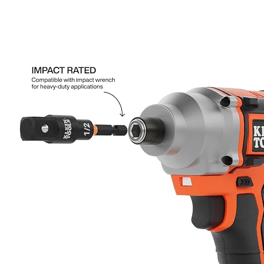 Klein Tools 65813SW 3-Piece Impact Swivel Socket Adapter Set, 1/4", 3/8", 1/2" Square Drive, Impact Driver to Socket Extensions, 20-Degree Swivel, Impact-Rated, Ball Detent