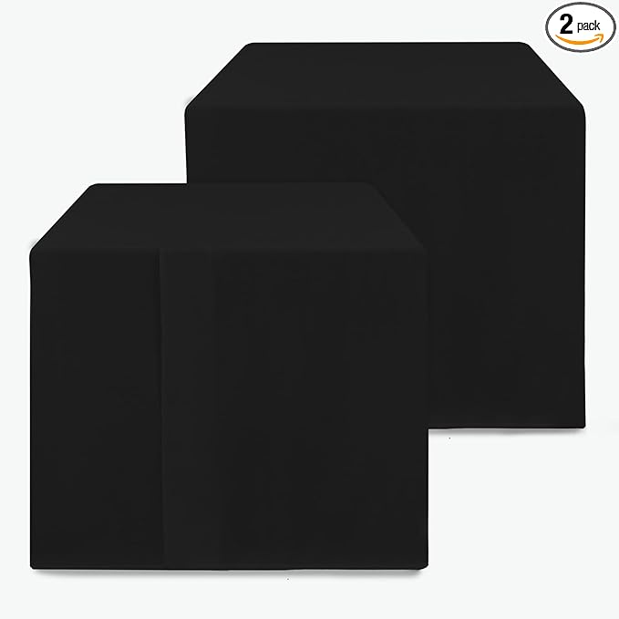 HolidayIdeas 2 Pack Square Fitted Table Covers - 38 x 38 Inch - Black Fabric Washable Tablecloth Protectors for Folding Table, Parties, Holiday Dinner, Trade Show, Vendor Stand