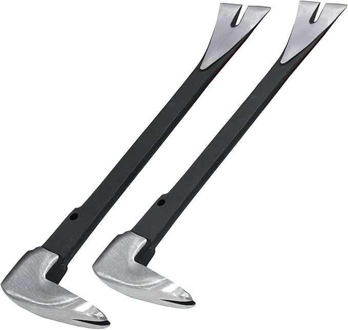 WEDO 2PCS Pry Bar Set,8"+10" Nail Puller,High Carbon Steel Crowbar,V Type Cats Paw Nail Remover,Utility Claw Bar Tool for Home Remolding,Woodworking
