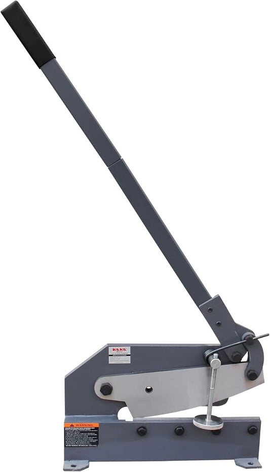 KAKA INDUSTRIAL Manual Metal Shear HS-12, 12 inch Throatless Cutting Machine for Sheet Metal, Plate Steel and Round Bars - Portable Workbench-Mounted Tool