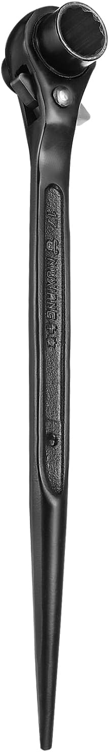 HARFINGTON Scaffolding Podger Ratchet Wrench 14mm x 17mm CR-V 12 Point Double Ended Socket Ratcheting Podger Scaffold Spud Spanner Tool for Auto Repair Mechanical Maintenance, Black