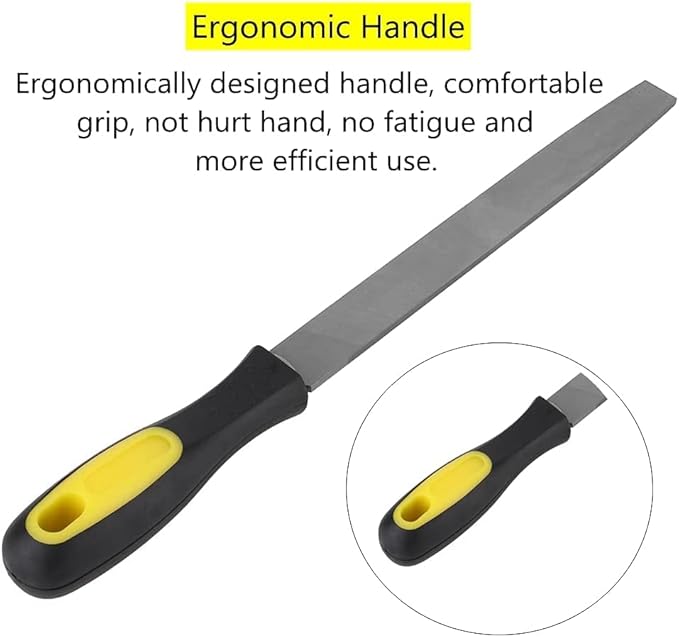 Eboxer 8in Flat Mill File, with Ergonomic Handle, Smooth Blade, T12 Carbon Steel Metal File Sharpening for Drills and All, Shears, Lawn Mower Blade and so on