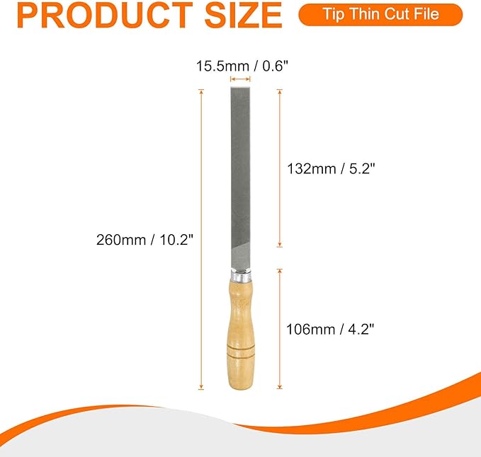 HARFINGTON 3pcs Flat Cut File 6" Double Cut Teeth High Carbon Steel Hand Rasp File with Wood Handle for Metal Wood Deburring Removing