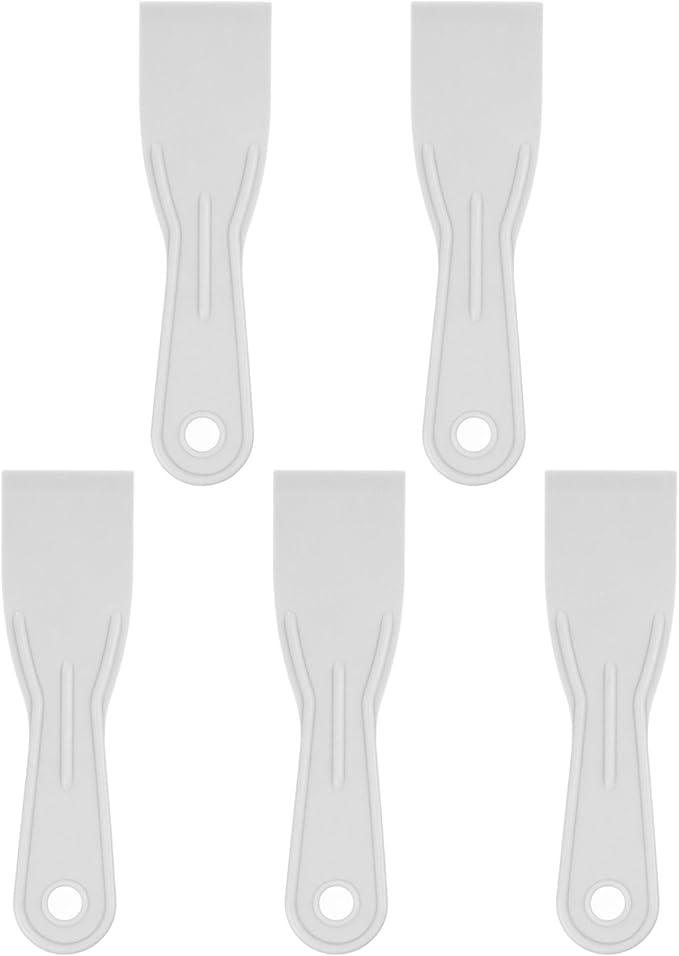 HARFINGTON 5pcs Putty Scraper 2" Width 1.7mm Thin Flexible Plastic Putty Knives for Taping Drywall Spreading Painting Wall Scratching Gray