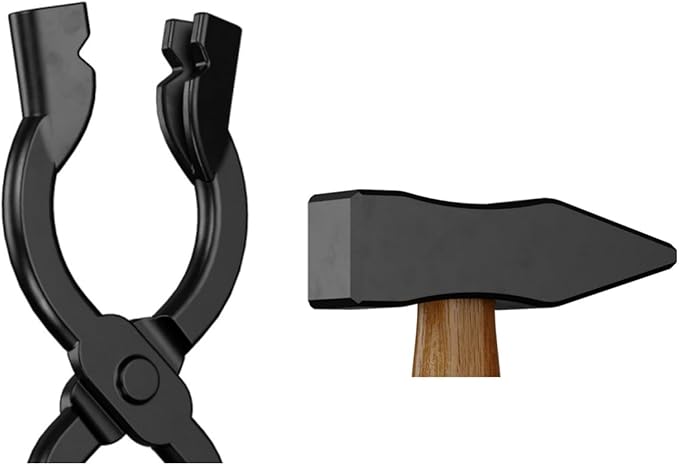 Blacksmith Tongs Set,2PCS Blacksmith Forge Kit for Beginner and Seasoned Blacksmiths, Craftsmen and Bladesmiths