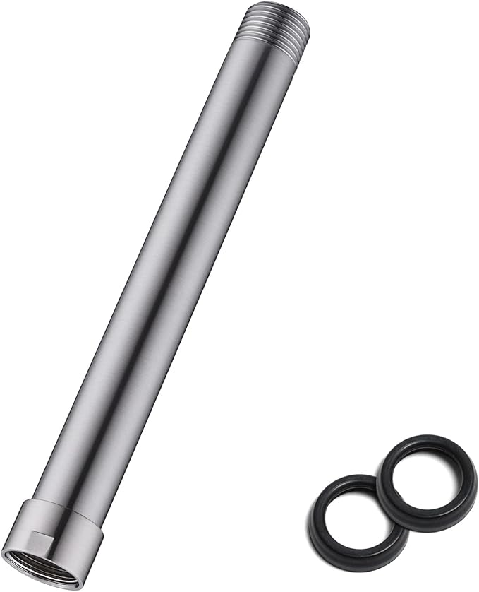 Shower Head Extension Arm 8 Inches, Shower Arm Extender for Rain and Handheld Shower Head, Solid Stainless Steel Straight Bathroom Extension Arm,Female to Male NPT 1/2 Inch, Brushed Nickel