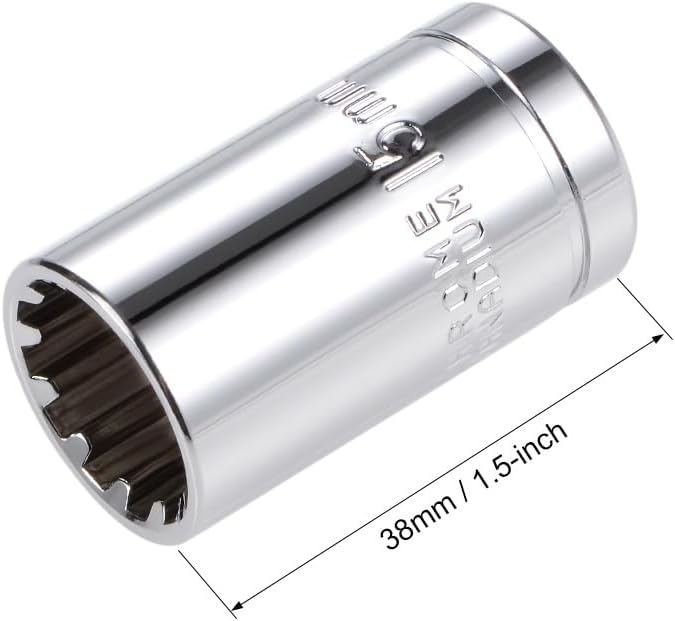 uxcell 1/2-inch Drive E15 Universal Spline Socket Shallow 12 Point Cr-V Steel 2 Pcs