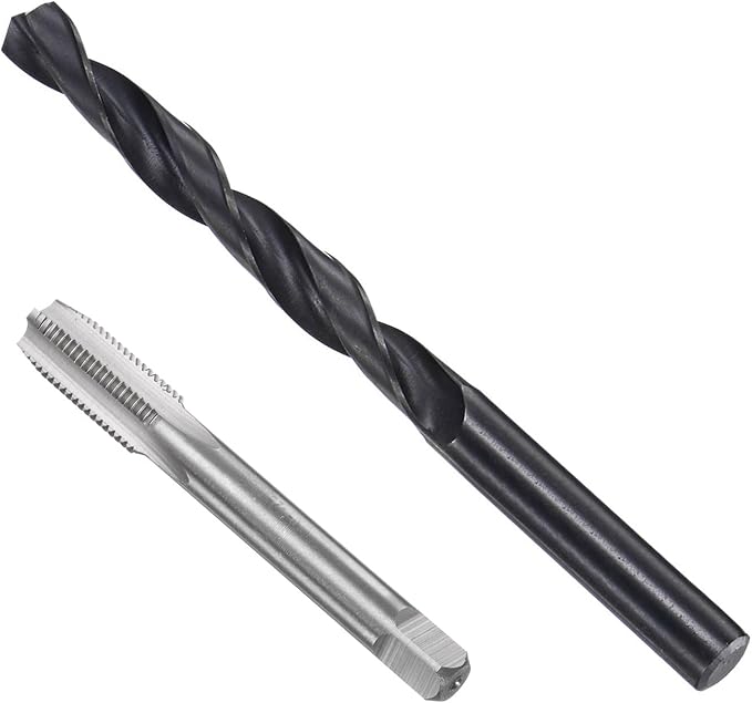 uxcell Tap and Drill Bit Set, 7/16-20 UNF Thread Tap & 25/64" Black Oxide Twist Drill Bit, Straight Flute Tap Tapping Threading Repair Tool Kit
