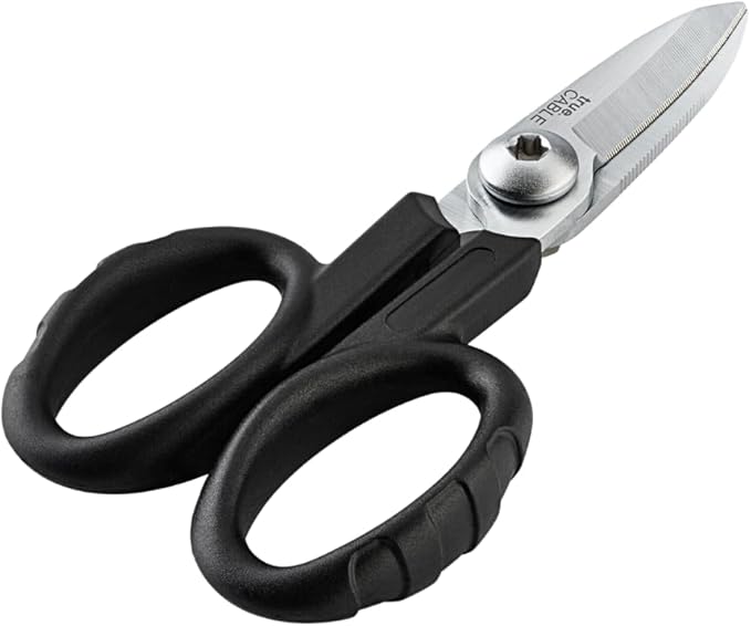 TRUE CABLE Kevlar Shear Scissors, 5.50", Industrial Grade High Carbon Steel, Fiber Optic Cable Cutter for Kevlar, Dyneema, Technora, Carbon Fiber, Fiberglass