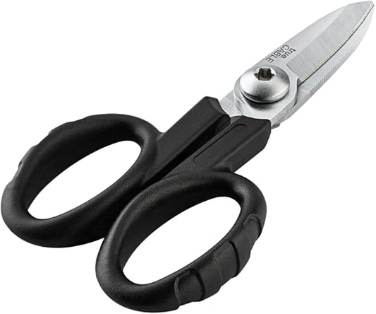 TRUE CABLE Kevlar Shear Scissors, 5.50", Industrial Grade High Carbon Steel, Fiber Optic Cable Cutter for Kevlar, Dyneema, Technora, Carbon Fiber, Fiberglass