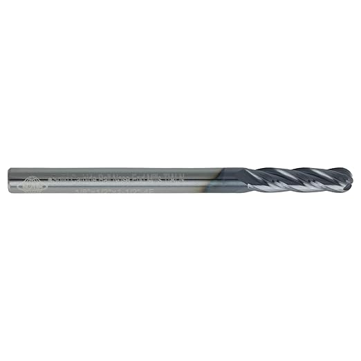 CME 10 pcs Micrograin Carbide End Mills, Ball Nose, TiAlN Coated, 1/8" Mill Diameter, 1/2" Length of Cut, 1 1/2" Overall Length, 4 Flute, Center Cutting