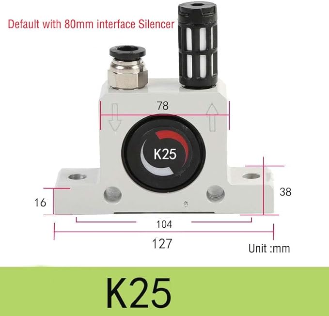 (Pack of 4) K 1/4'' K25 Thread Pneumatic Vibrator Power Concrete Vibrator Ball Type Aluminum Alloy Air Turbine Oscillator with Silencer