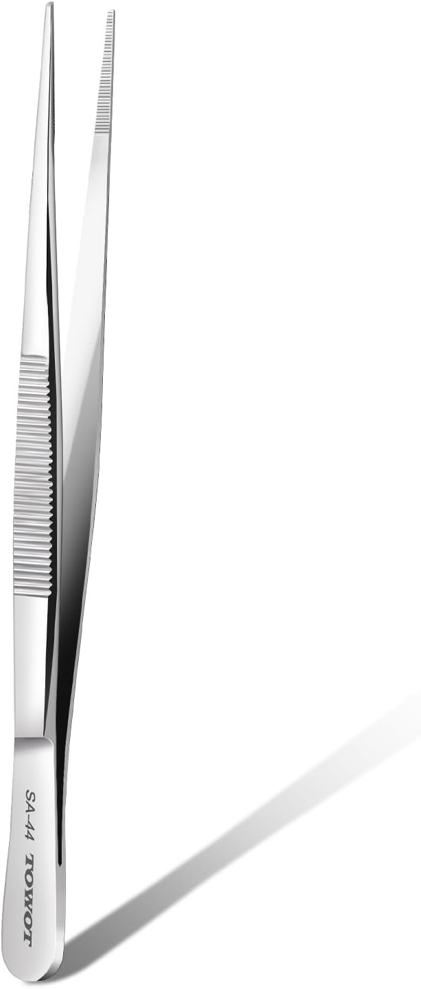 TOWOT Stainless Steel Tweezers, Pointed Tweezers for Craft, Jewelry, Hobby, Industrial, Electronic