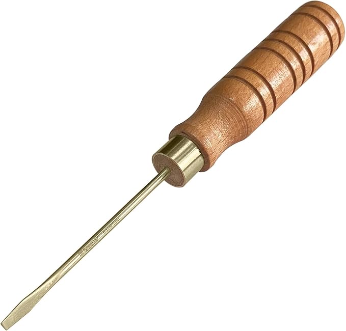 WEDO Slotted Screwdriver, Precision Screwdriver with Wooden Handle,Non-Sparking Flat Head Screwdriver,Tip Size 13mm,Length 600mm,Aluminum Bronze,DIN Standard,BAM Certification