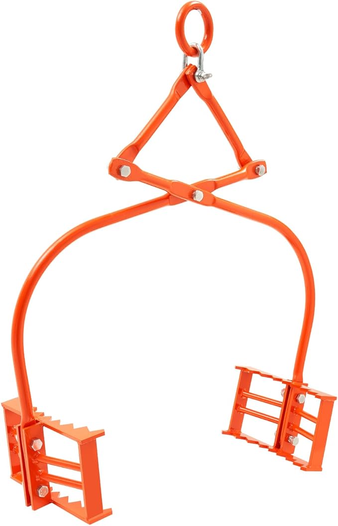 VEVOR 24in Stone Lifting Tongs, 2 Serrated Claw Rock Tongs, Heavy Duty Steel Log Tongs, 1100LBS Lifting Capacity, Rock Log Grapple, Easy Chain Hook up Tongs for Stone Blocks Boluder Marble