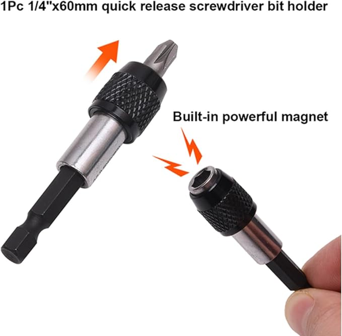 Edward Tools 18 Pc Screwdriver Bits Set With Magnetic Drive Guide - Magnetic Quick Release Screwdriver Bit Holder - Case - Bits For Cordless Drills Impact Driver - Phillips, Slotted, Star, Pozi