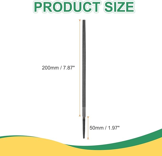 HARFINGTON 8" Round Medium Cut File Double Cut Teeth Medium Metal File High Carbon Steel T12 without Handle for Metal Wood Finishing Roughing, Grey
