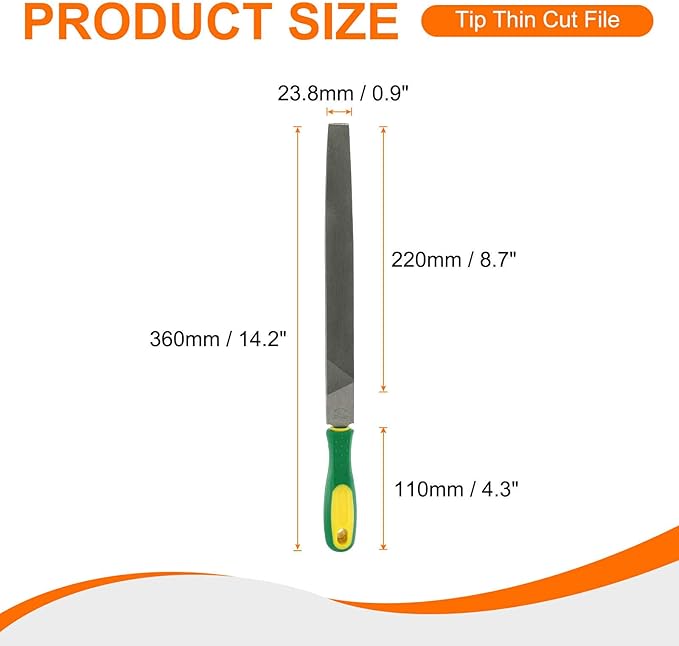 HARFINGTON 3pcs Tip Cut File 10" Double Cut Teeth High Carbon Steel Hand Rasp File with Plastic Handle for Metal Wood Deburring Removing
