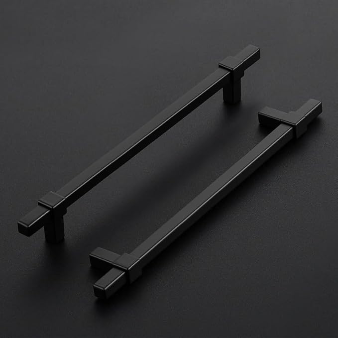 25 Pack Black Cabinet Handles - 7-1/2" Hole Center Cabinet Pulls Matte Black Drawer Pulls Cabinet Hardware Kitchen Handles for Cabinets