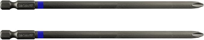 2 x 6 Inch Phillips Driver Bit - Galvanized Steel with 1/4" Quick Change Out Shank - For #2 Phillips Screw Heads or Other Standard #2 Phillips Head Fasteners (2 PACK)