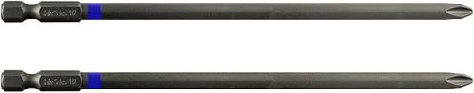2 x 6 Inch Phillips Driver Bit - Galvanized Steel with 1/4" Quick Change Out Shank - For #2 Phillips Screw Heads or Other Standard #2 Phillips Head Fasteners (2 PACK)