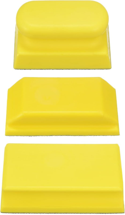 HARFINGTON 3pcs Hand Sanding Blocks Rectangle with Hook and Loop Backing for Wood Metal Car Polishing