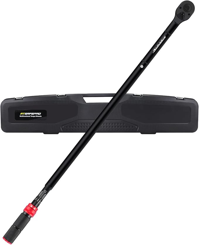 Atsafepro 3/4 Torque Wrench 100-850 Ft-Lb -짹3% Accuracy, 47.3" Long Handle, 48-Tooth Reversible Ratchet, Cr-V Steel, Dual Scale,3/4" Drive Click Heavy Duty Torque Wrench for Industrial, Truck, Turbine