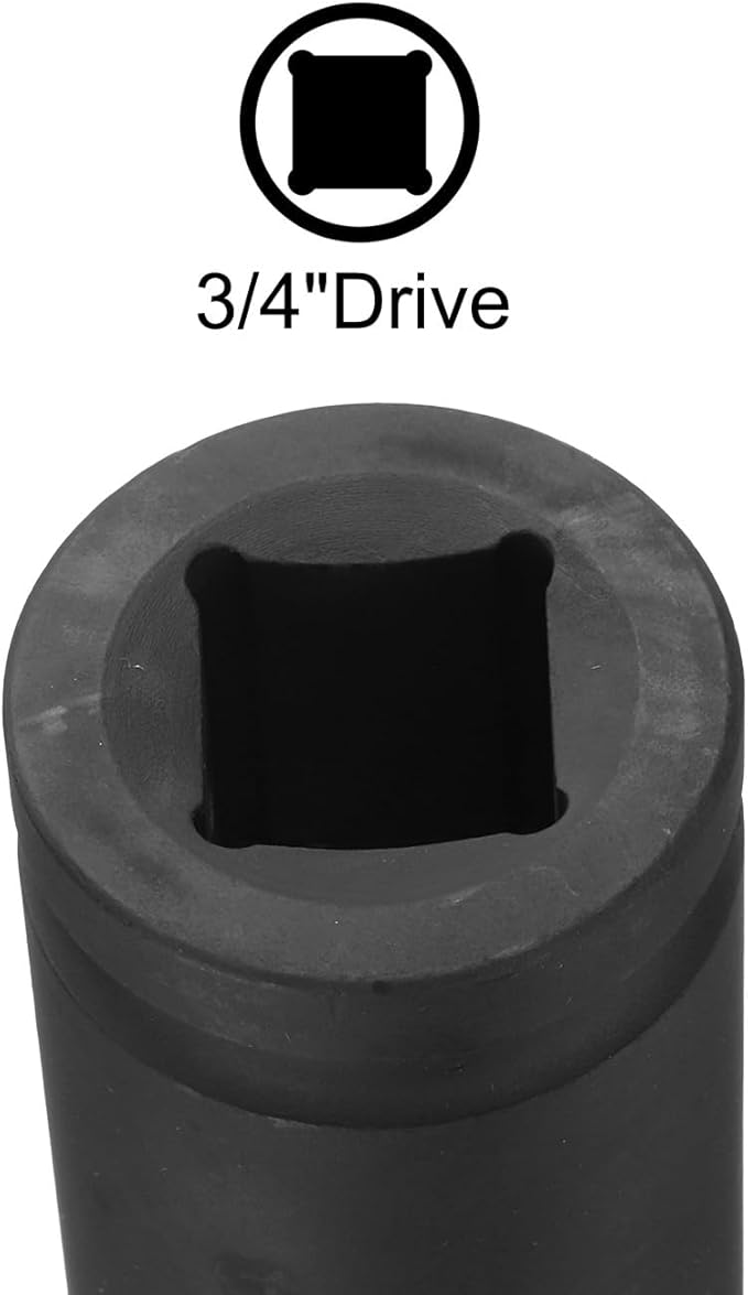 uxcell 3/4-Inch Drive 26mm 6-Point Deep Impact Socket, CR-MO Steel 78mm Length, Metric Sizes