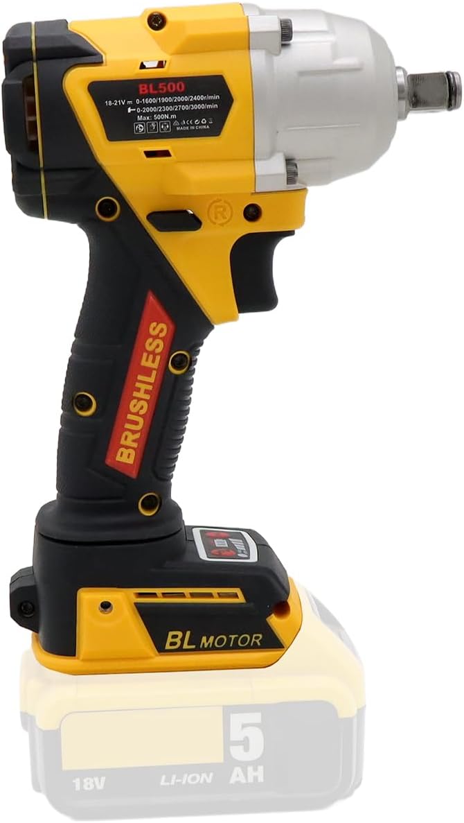 FSYAO 1/2 500Nm Cordless Impact Wrench, Brushless Wrench. (Body only, no battery included)