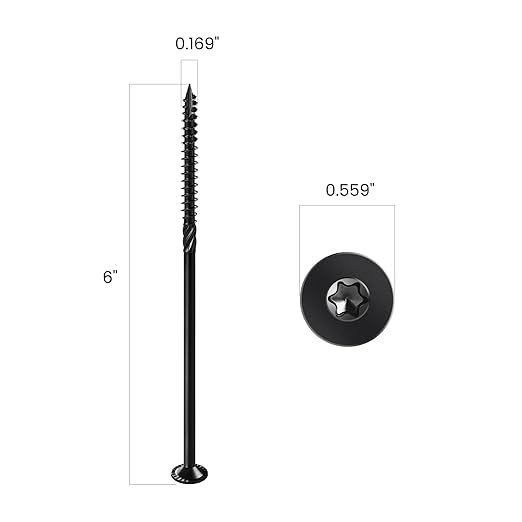 Deck Screws #14 x 6 inch, (56pcs) 2.5lb Heavy Duty Outdoor Wood Screws,Black Rust Resistant Epoxy Coated,Torx Drive Head,with T30 Star Bit