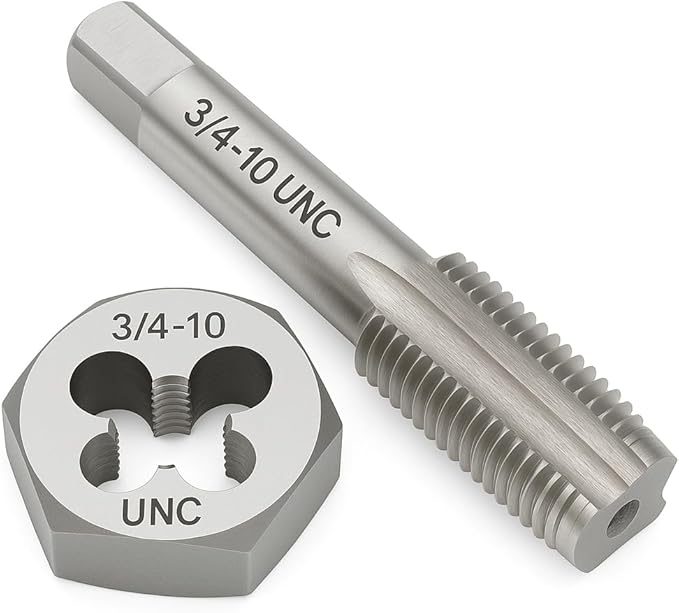 Yamesh 3/4"-10 Thread Tap and Die Set HSS Tap with GCr15 Alloy Steel Hex Die Right Hand Thread Repair Tool for Metalworking and Machinery