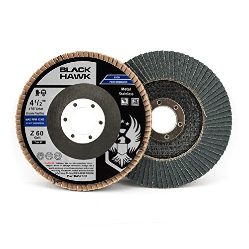 BHA Grinding and Sanding Flap Discs T27, 4-1/2" x 7/8", 60 Grit - 10 Pack