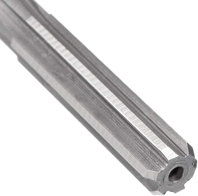 uxcell Chucking Reamer 8mm, H7 HSS Lathe Machine Reamer 6 Straight Flutes, Round Shank Milling Cutting Tool, Metric Reaming Drill Bit for Stainless Steel Metal Hole