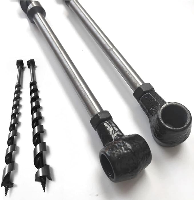 Manual Hand Drill and Hand Wood Auger for Wood Camping Shelter Building, Multipurpose Manual Survival Drill Bit with A Wooden Stick Hand Auger Woodworking Hole Saw Bit to Fix The Tent Nails (Color :